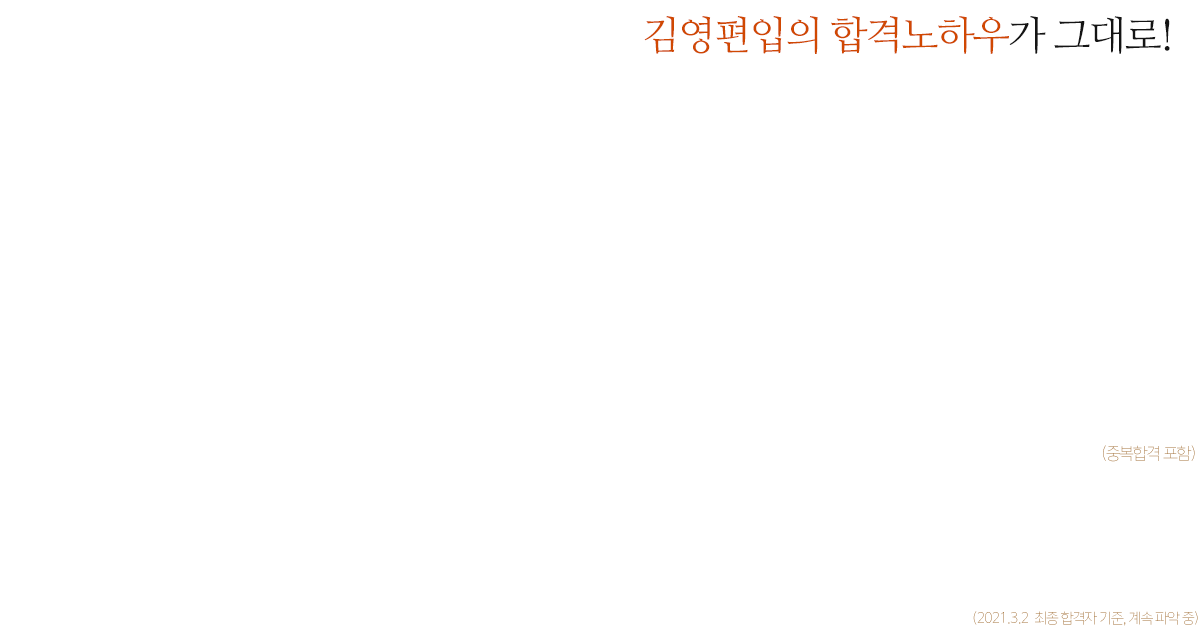 김영평생교육원 2021학년도 대학편입 합격을 축하합니다.